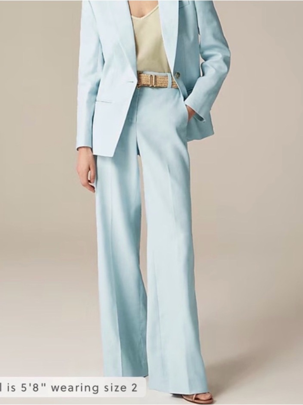 J. Crew Edgewater Blue Carolina flare pant in stretch linen blend